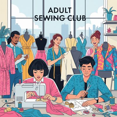 ​ADULT SEWING CLUB Tuesdays 10:30 am - 1:30 pm 6 weeks (18 hrs) Session 5 - May 12th, 19th, 26th, June 2nd, 9th &amp; 16th