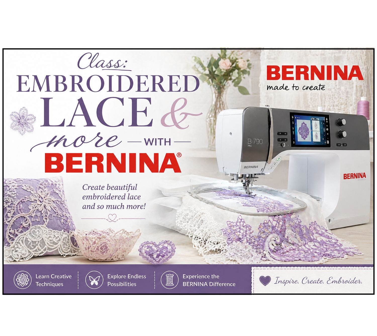 EMBROIDERED LACE &amp; MORE WITH BERNINA Saturday May 30th, 10:00 am - 1:00 pm