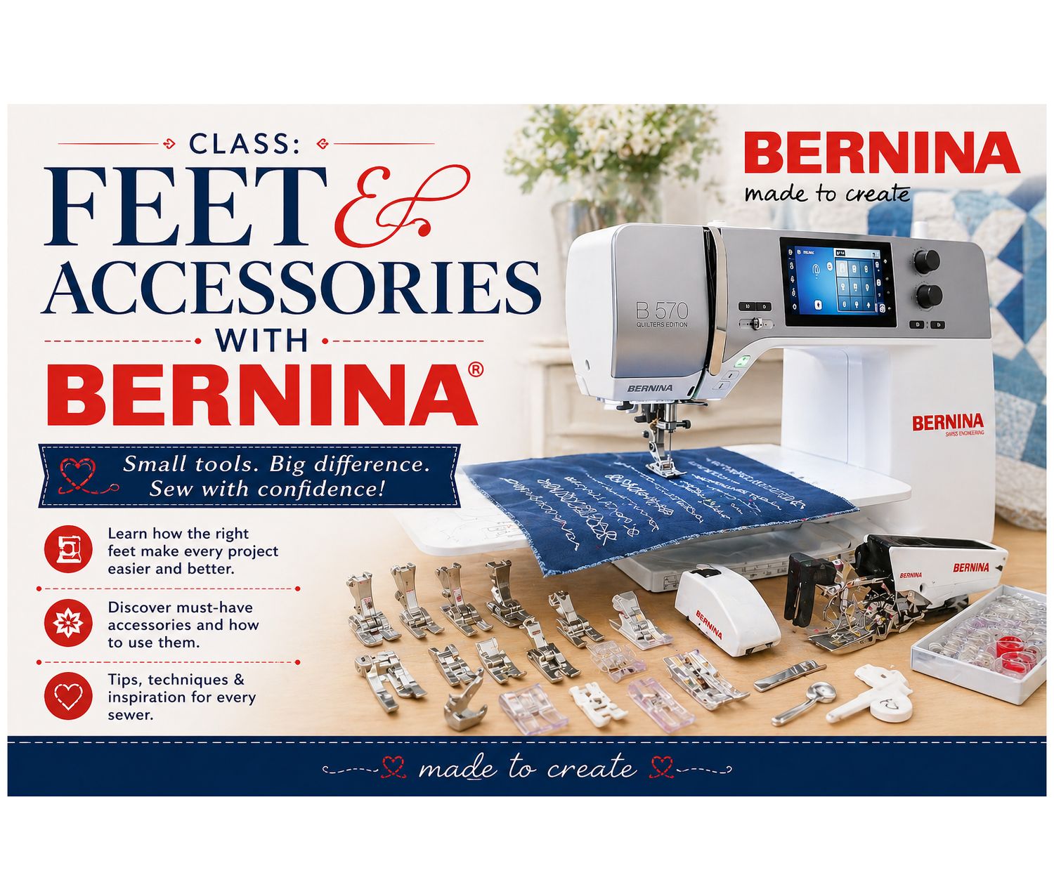 FANCY FEET &amp; ACCESSORIES FOR GARMENTS AND MORE WITH BERNINA Saturday May 30th, 2:00 pm - 5:00 pm