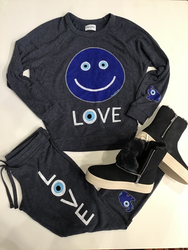 Evil eye happy face love sweatshirt