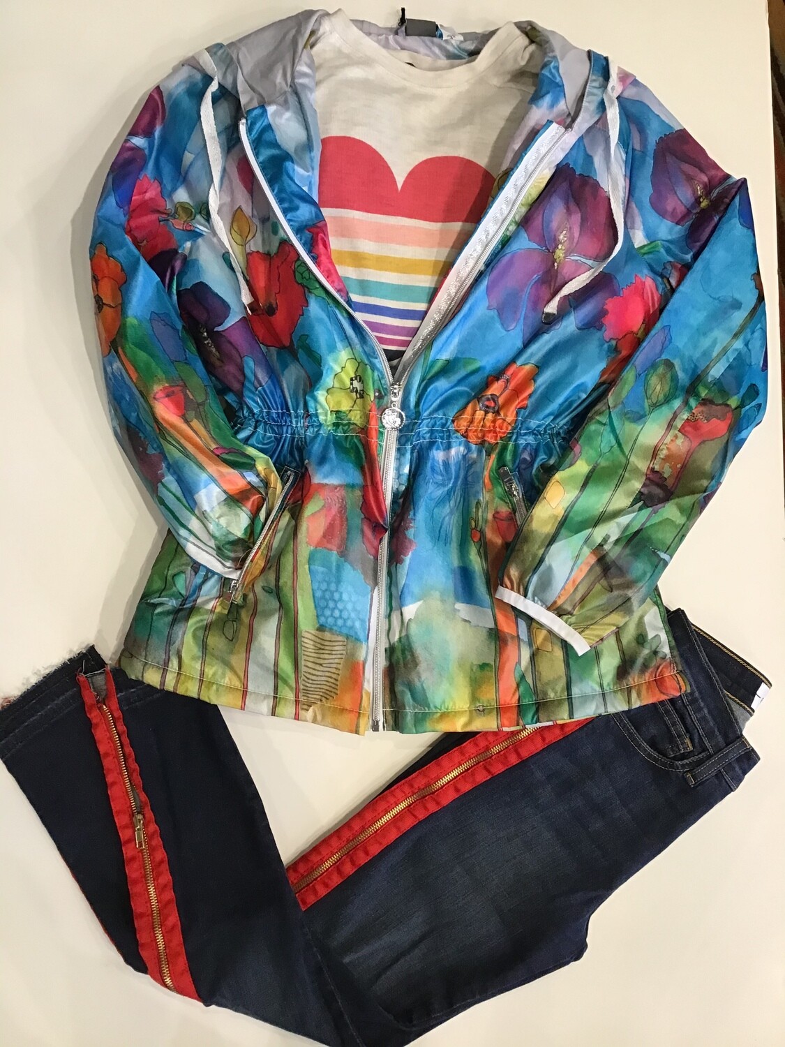 Poppy watercolor drawstring jacket