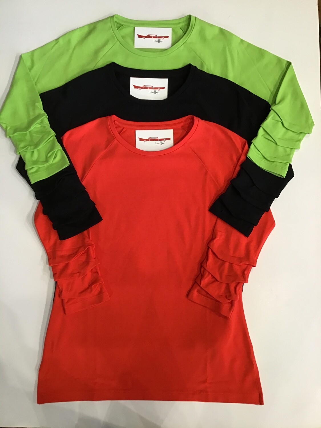 3/4 rousched sleeve tunic tee