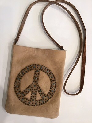 Jade Peace Sign Studded Pouch