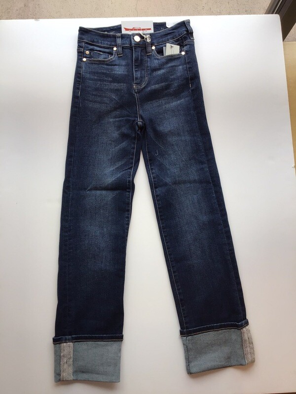 Sparkly cuff high rise jean