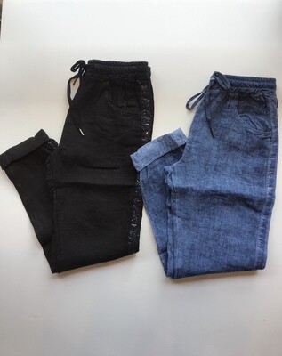Sequin sport stripe crop pant