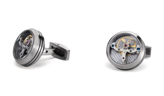 TF Est. 1968 Geneve Suisse - Tourbillon Classic : Cufflink Stainless Steel Matte - Silver Carbon