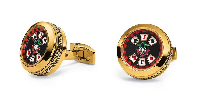TF Est. 1968 - Geneve Suisse - Joker Cufflink - Plated yellow gold  ° Sapphire coated mineral crystal