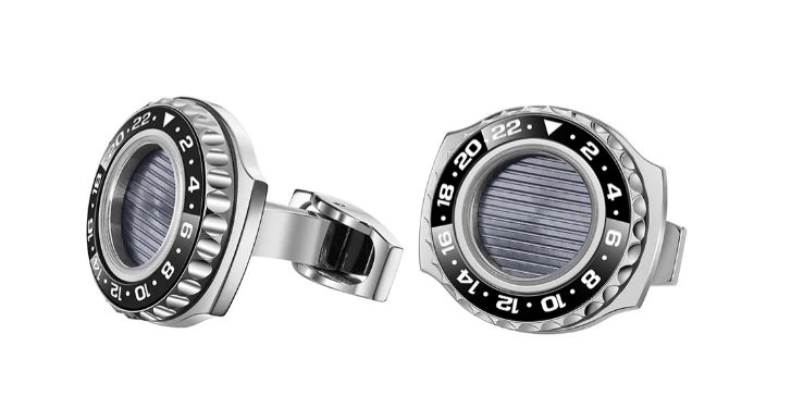 TF Est. 1968 - Geneve Suisse - GMT Titanium Silver - Cufflink