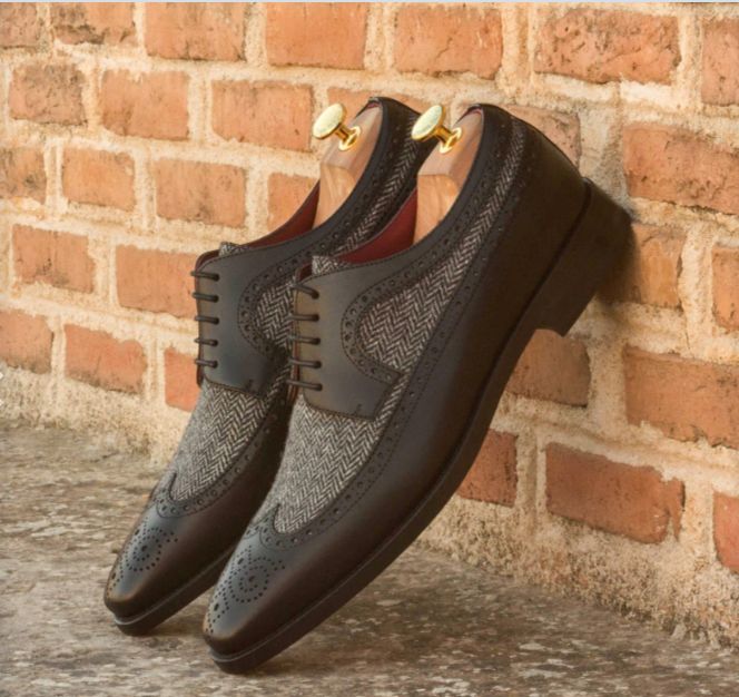 Longwing Blucher - Herringbone Sartorial + Black painted calf - Men's Black Shoe Tree (Labeled Imperator of Laurentia) included with purchase.
