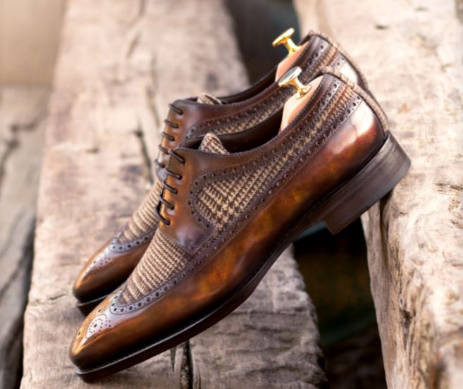 Longwing Blucher - Patina Goodyear Welt - Tweed Sartorial + Fire patina - Men's Black Shoe Tree (Labeled Imperator of Laurentia) included with purchase.