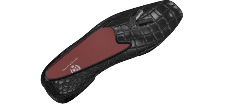 Drake - Men's Slipper - Black Croc Leather