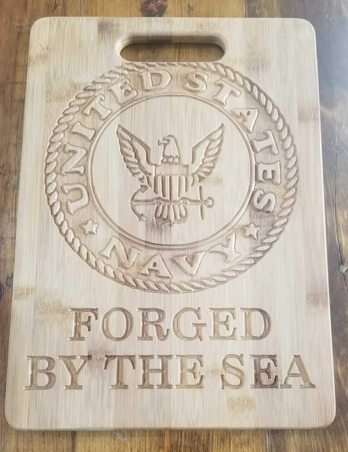 Cutting Board Navy, crest/seal and slogan Cutting Board personalized/Custom Made
