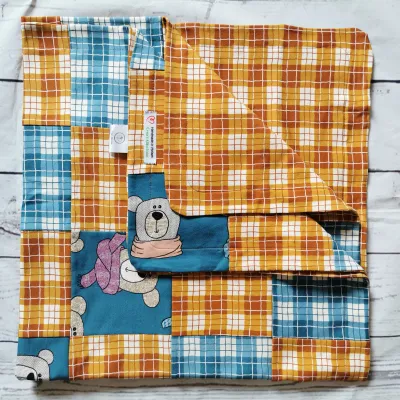Kuscheldecke Babydecke Kuscheldecke Babydecke "Bärchen - orange" komplett aus Sweat