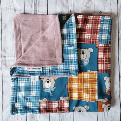 Kuscheldecke Babydecke Kuscheldecke Babydecke "Bärchen - blau / rosa" VS Sweat + RS kuscheliger Fleece