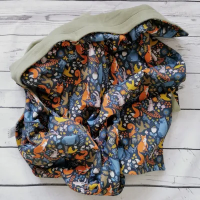 Bio Kuscheldecke Babydecke Bio Kuscheldecke Babydecke "Waldtiere - grün" VS Sweat + RS kuscheliger Fleece