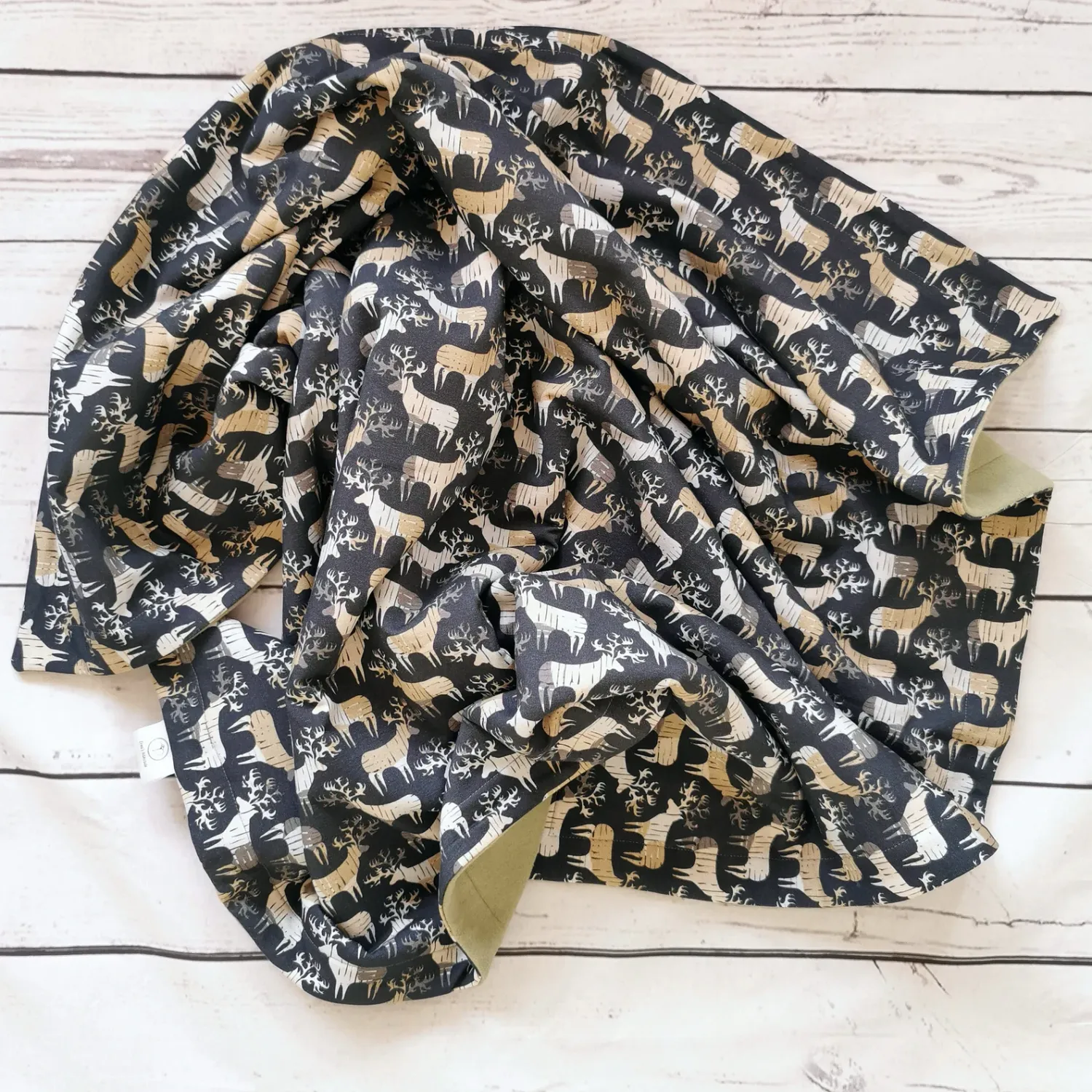 Bio Kuscheldecke Babydecke "Hirsche" VS Sweat + RS kuscheliger Fleece