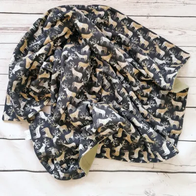 Bio Kuscheldecke Babydecke Bio Kuscheldecke Babydecke "Hirsche" VS Sweat + RS kuscheliger Fleece