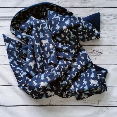 B-Ware! Kuscheldecke Babydecke B-Ware! Kuscheldecke Babydecke "Waldtiere - blau" VS Sweat + RS kuscheliger Fleece