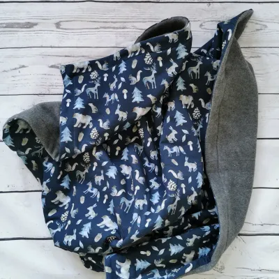 B-Ware! Kuscheldecke Babydecke B-Ware! Kuscheldecke Babydecke "Waldtiere - grau" VS Sweat + RS kuscheliger Fleece
