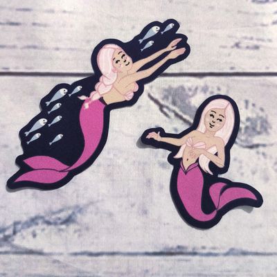 Meerjungfrauen Applikationen 2er Set rosa - zum aufbügeln und festnähen Meerjungfrauen Applikationen 2er Set rosa - zum aufbügeln und festnähen