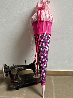 Zuckertüte "Meerjungfrau 2" mit rosa Tülle, 70cm rund, incl. Bezug, Rohling, Bänder - personalisierterbar
