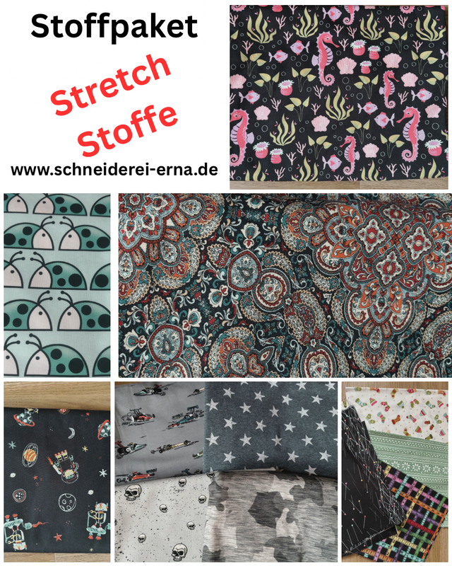 5 Meter Stoffpaket - Stretch Stoffe (Baumwoll Webware mit Elasten) 5 Meter Stoffpaket - Stretch Stoffe (Baumwoll Webware mit Elasten)