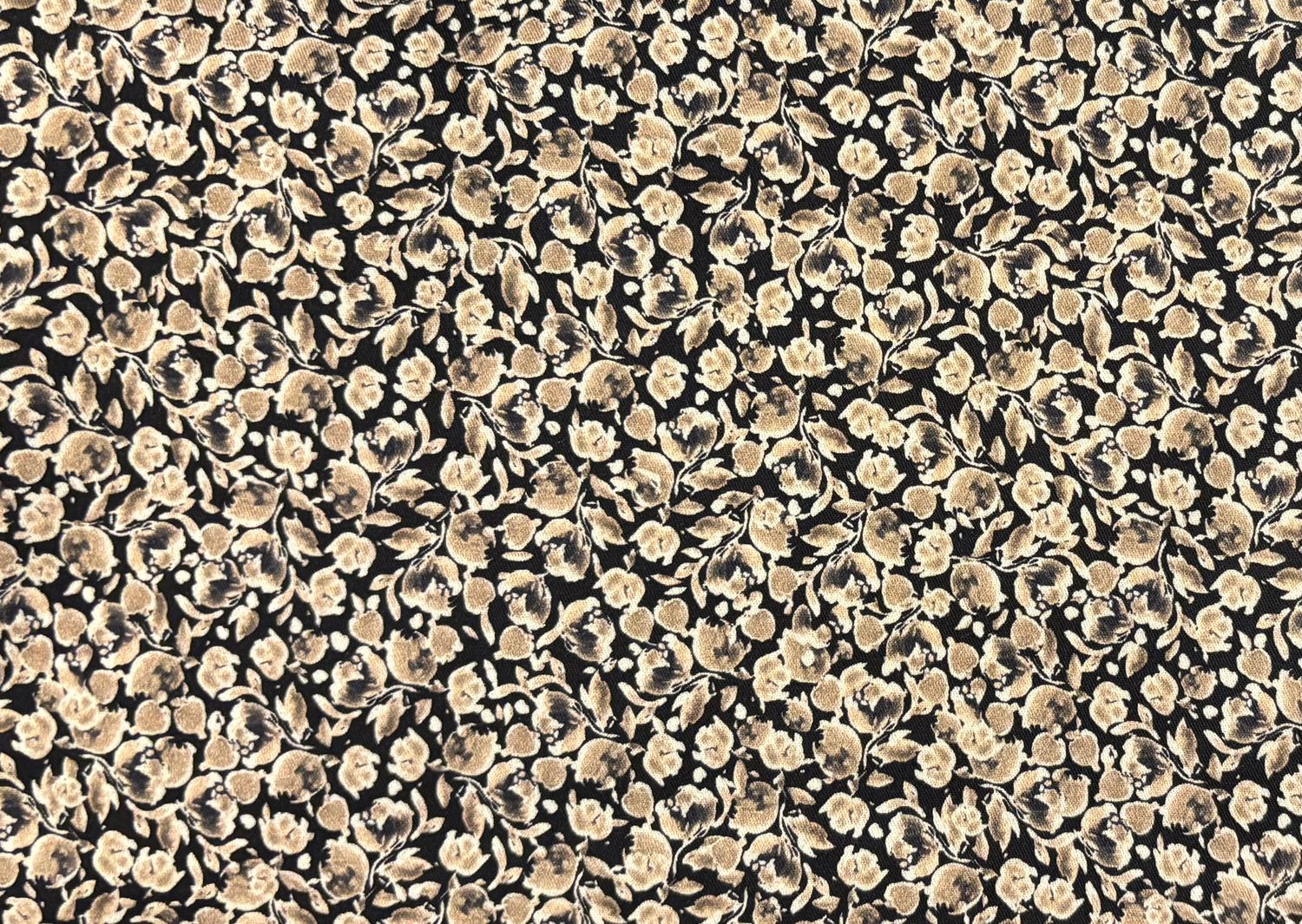 2 m Baumwoll Stretch Webware zarte braune Blumen