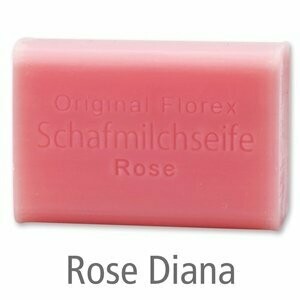Schafmilchseife eckig, 100 g Rose Diana Schafmilchseife eckig, 100 g Rose Diana