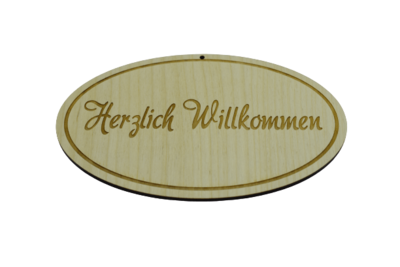 Holzschild "Herzlich Willkommen"