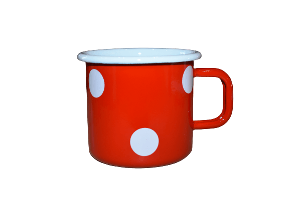 Emaille Becher | rot/weiß