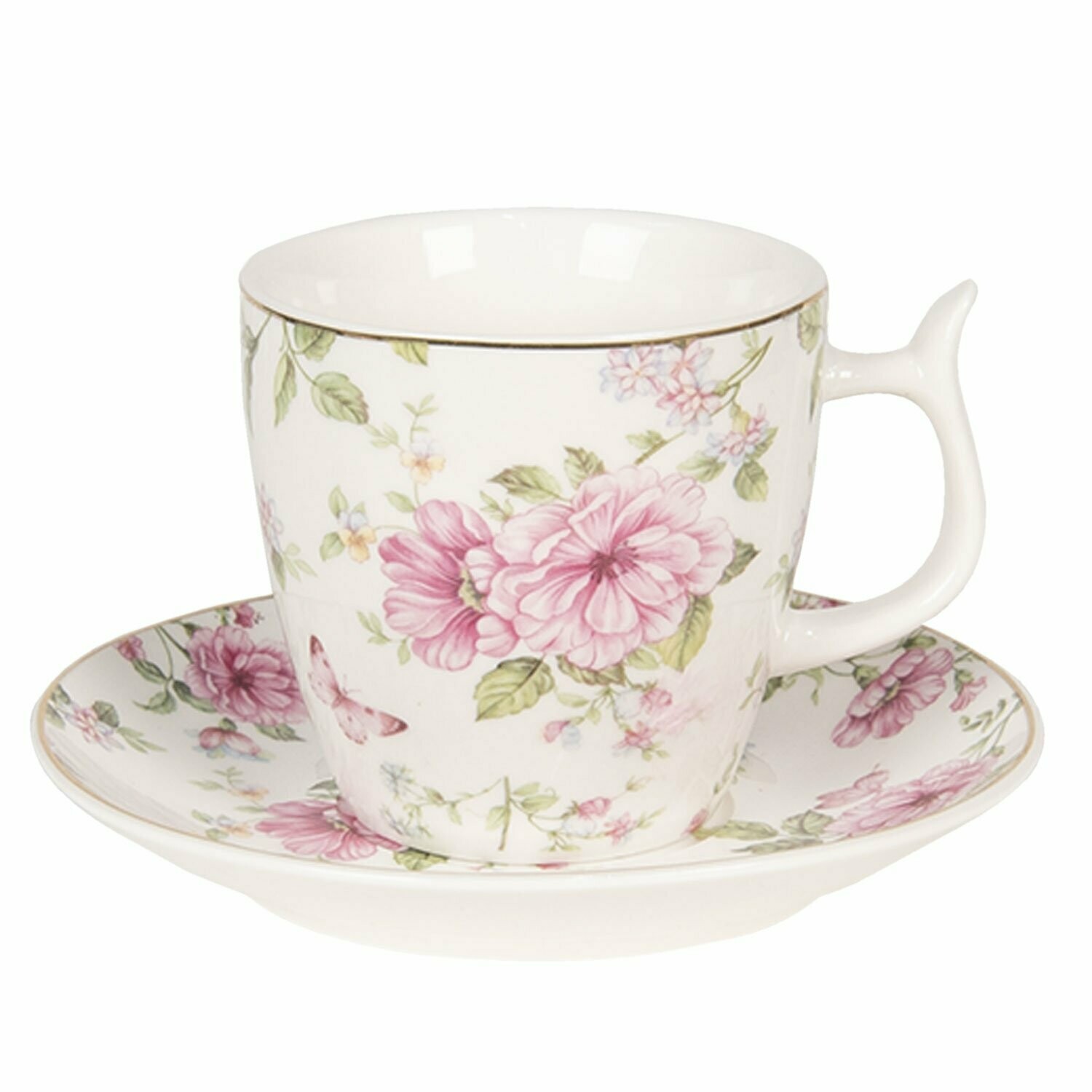 Kaffeetasse mit Untertasse | Blumen