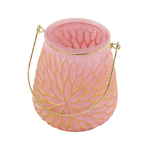 Teelichthalter | Blumenmuster mit Henkel