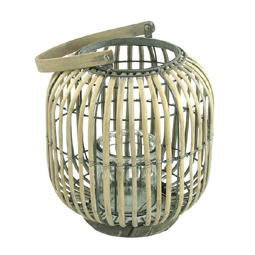 Rattan Laterne mit Glas
