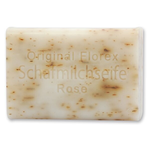 Schafmilchseife eckig, 100g Rose Annabelle mit Kräuter Schafmilchseife eckig, 100g Rose Annabelle mit Kräuter