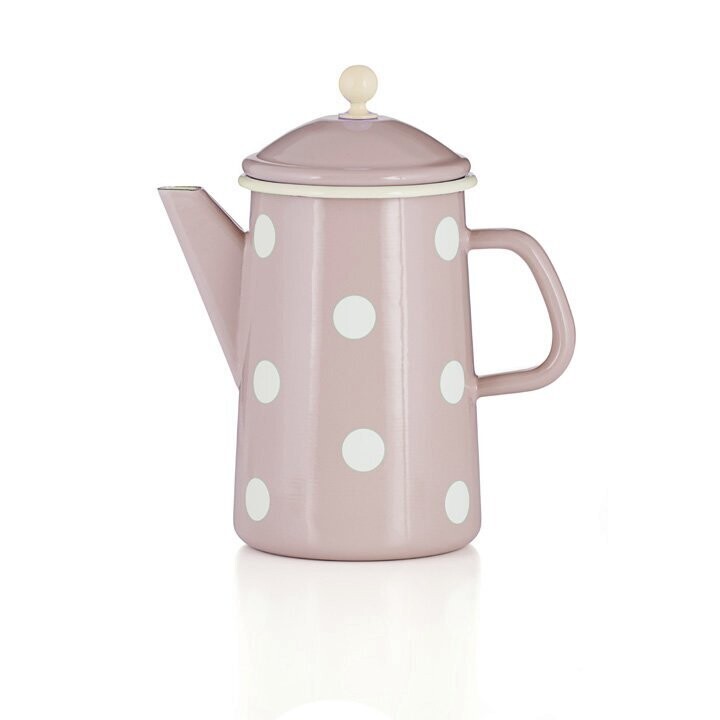 Emaille Kaffeekanne 1,6l rosa/weiß