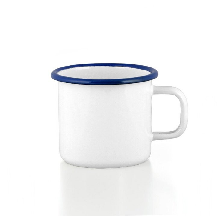 Emaille Kinderbecher | weiß/blau