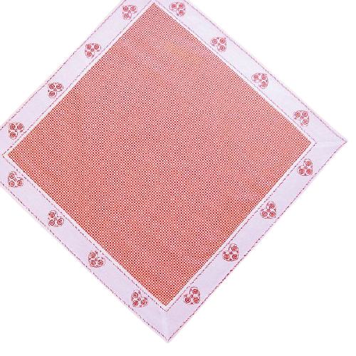 Tischdecke rot-weiß kariert Stickerei "Herz" 85x85