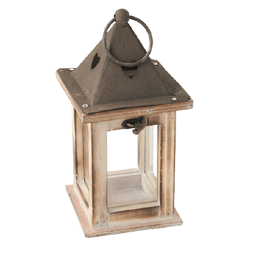 Holz-Laterne mit Metalldach
