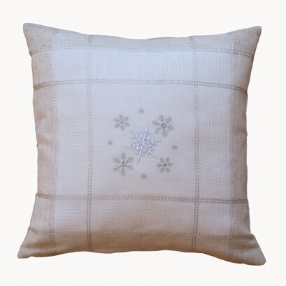 40/40 KH beige Stickerei "Schneesterne" mit silber