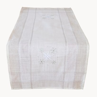 40/90 beige Stickerei "Schneesterne" mit silber