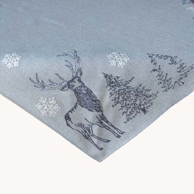 110x110 grau/weiß Stickerei 110x110 grau/weiß Stickerei "Hirsch/ Bäume/ Schneesterne"