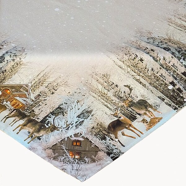 85x85 Druckdesign "Rehfamilie im Winterwald"