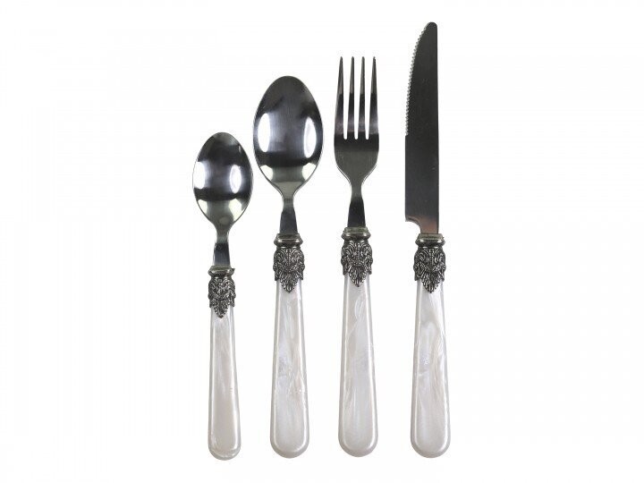 Besteck mit silber Deko | 4er Set Besteck mit silber Deko | 4er Set