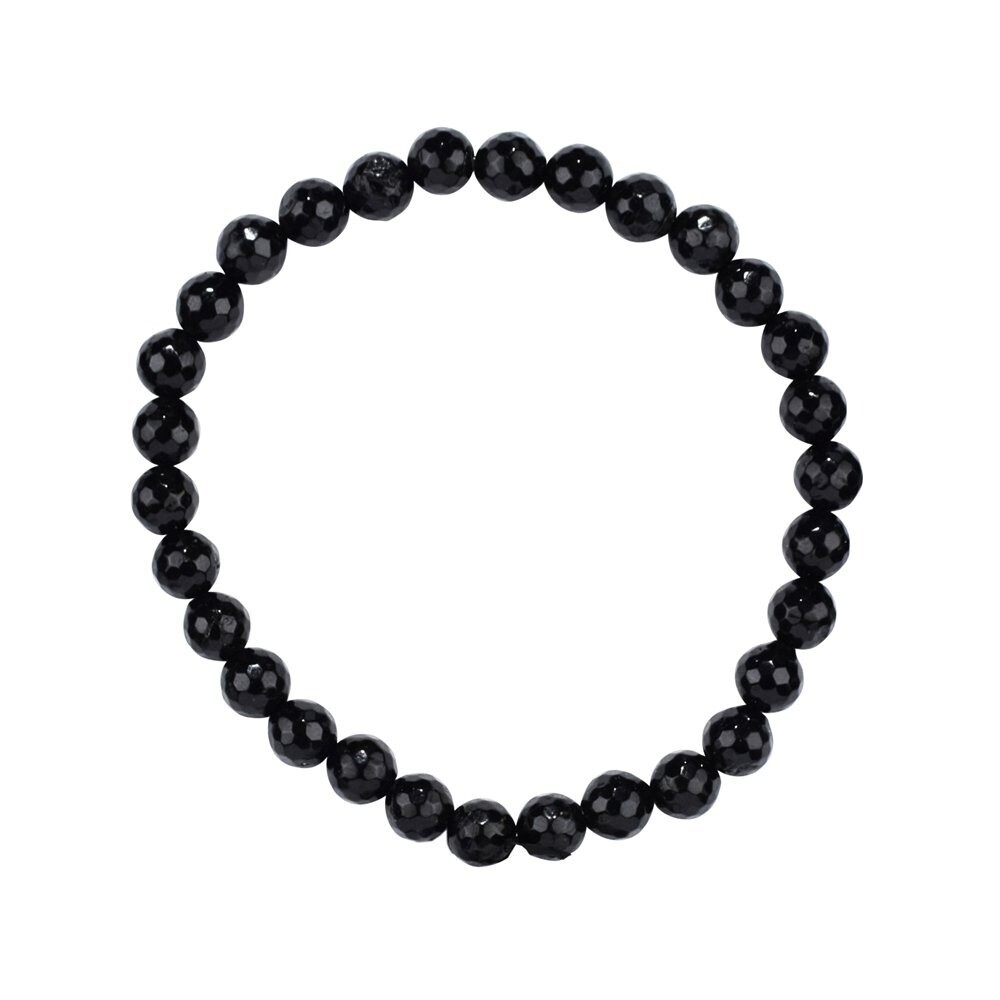 Armband Turmalin schwarz facettiert | 6mm