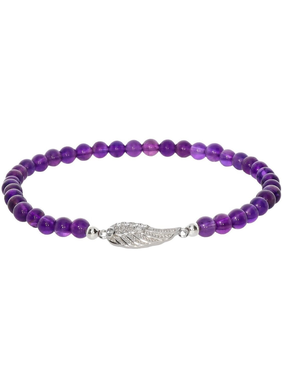 Armband Amethyst mit 925 Silber | Engelsflügel