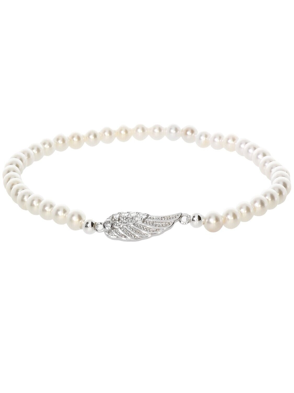 Armband Muschelkernperle mit 925 Silber | Engelsflügel
