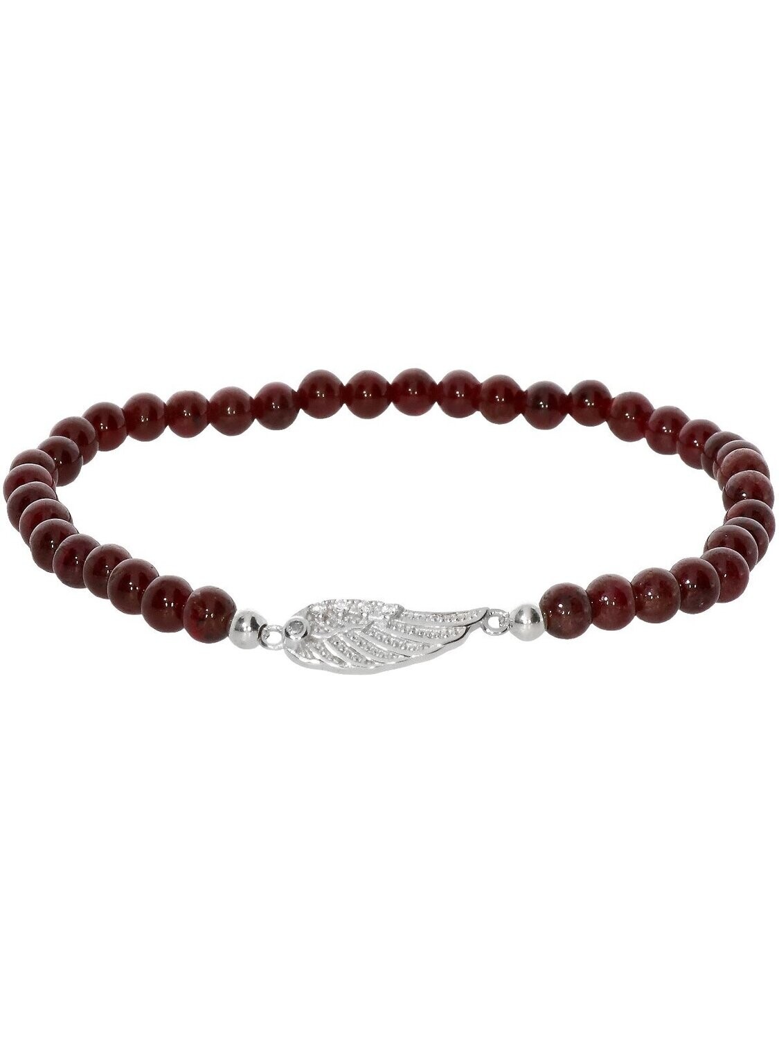 Armband Granat mit 925 Silber | Engelsflügel