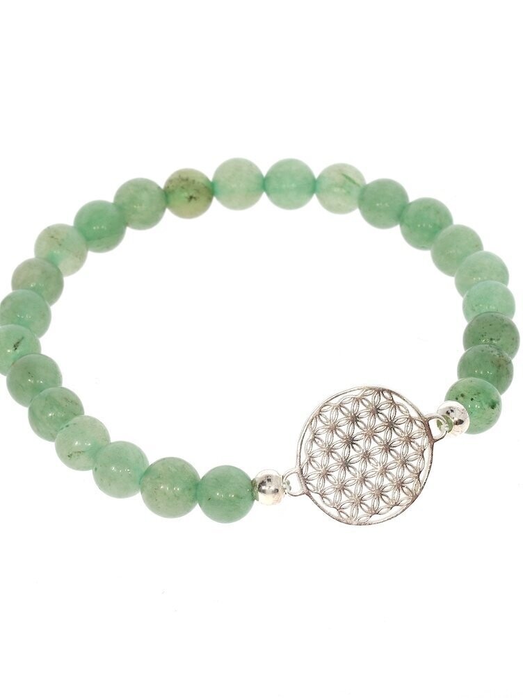 Armband Aventurin mit 925 Silber | Blume des Lebens