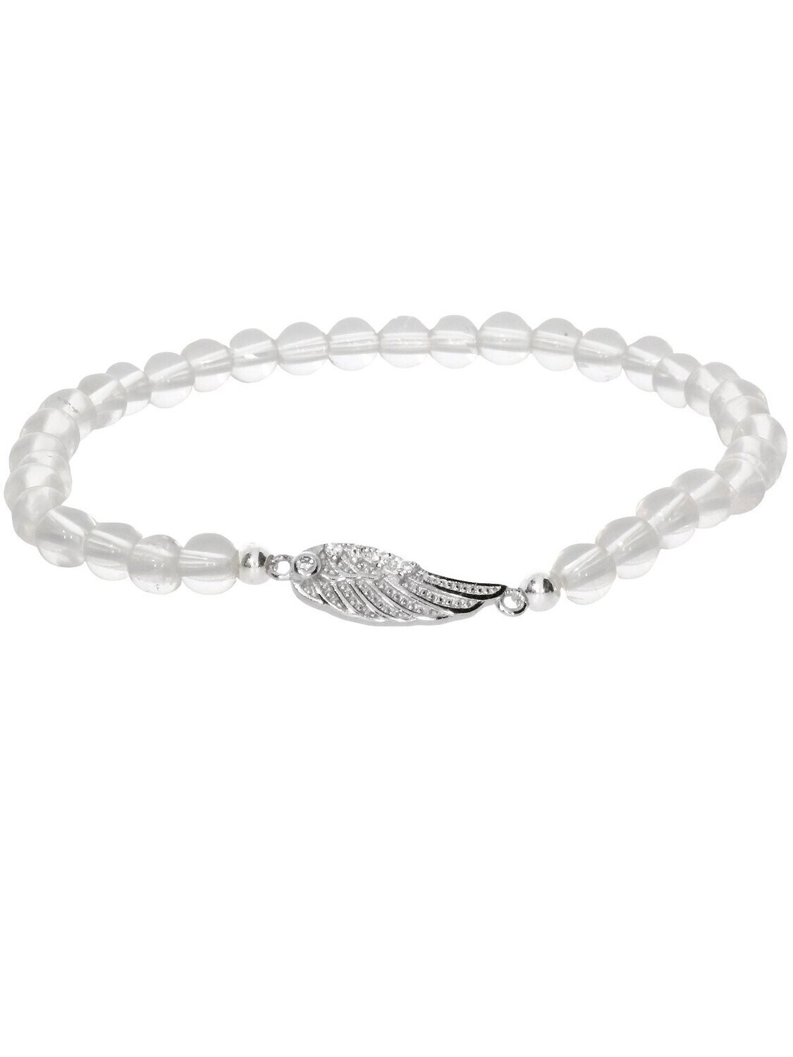 Armband Bergkristall mit 925 Silber | Engelsflügel