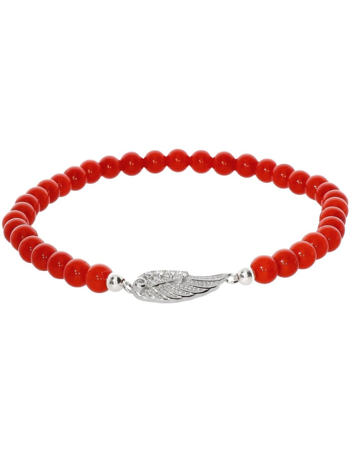 Armband Koralle mit 925 Silber | Engelsflügel